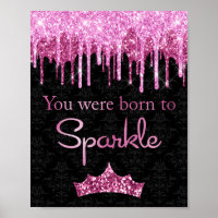 Affiche Rose Noir Paillettes qui Coulent Née pour 