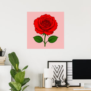 Affiche Rose Rouge