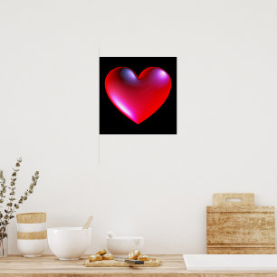 Affiche rouge de symbole de cœur de style 3D