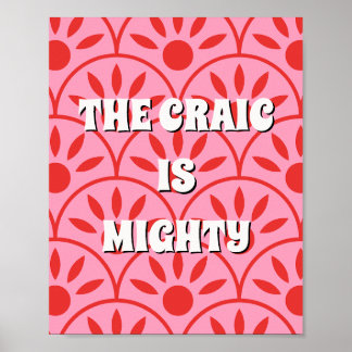Affiche rouge et rose irlandais Le craic est puiss