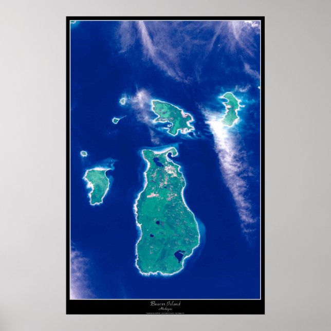 Affiche satellite de Beaver Island, Michigan (Devant)