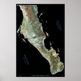 Affiche satellite de la Basse-Californie du Sud, M