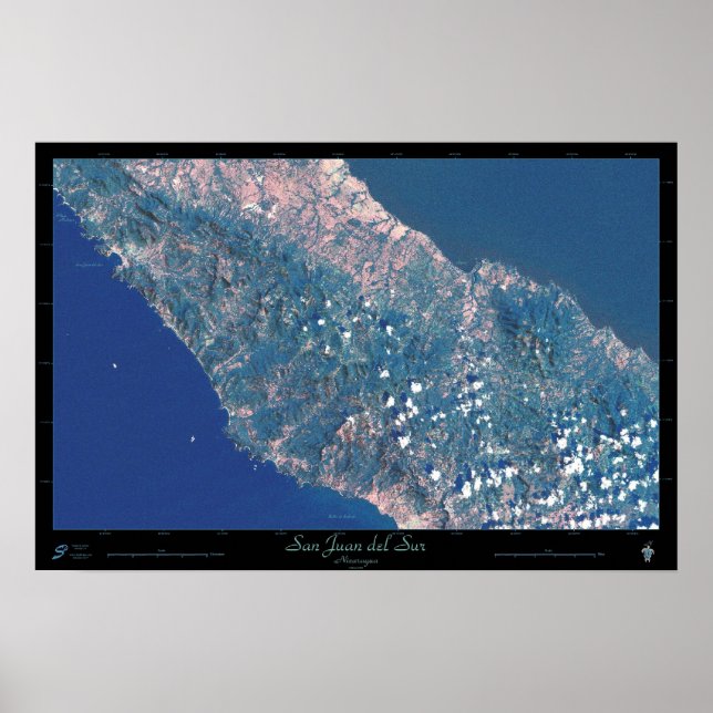 Affiche satellite de San Juan del Sur, Nicaragua (Devant)