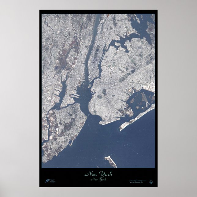 Affiche satellite New York City, New York (Devant)