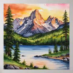 Affiche Serene Mountain and Trees