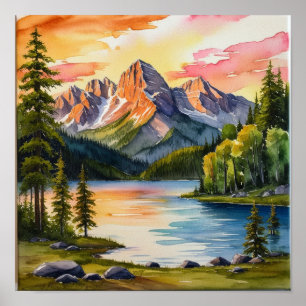 Affiche Serene Mountain and Trees