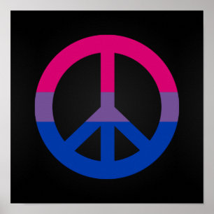 Affiche signe de paix drapeau bisexualité