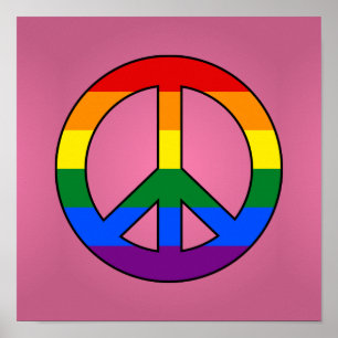 Affiche signe de paix drapeau LGBT