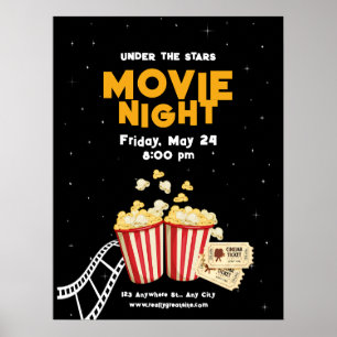 Affiche soirée cinéma, soirée cinéma fête d'annive
