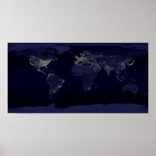 Affiche spatiale Earth Night Lights