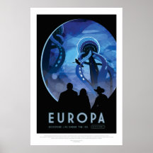Affiche spatiale futuriste - Lune européenne de Ju