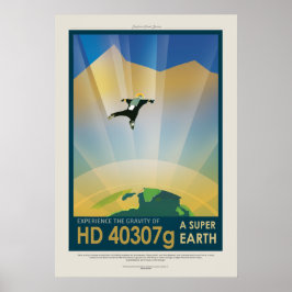 Affiche spatiale futuriste - Super Earth HD40307G