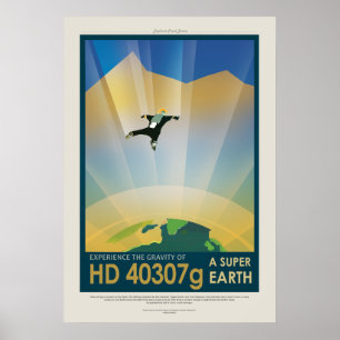 Affiche spatiale futuriste - Super Earth HD40307G