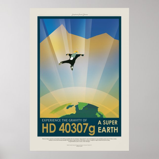 Affiche spatiale futuriste - Super Earth HD40307G (Devant)