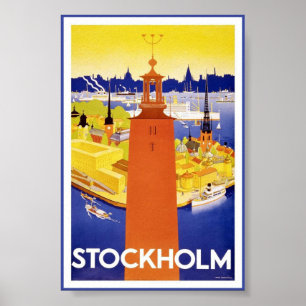 Affiche suédoise de Vintage voyage de Stockholm