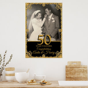 Affiche suspendue pour les 50 ans de mariage