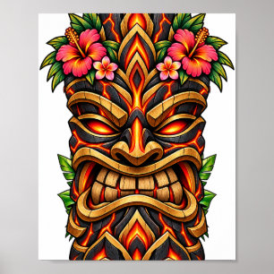 Affiche Tiki en Pierre de Lava