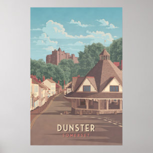 Affiche touristique de Dunster Somerset - Le march