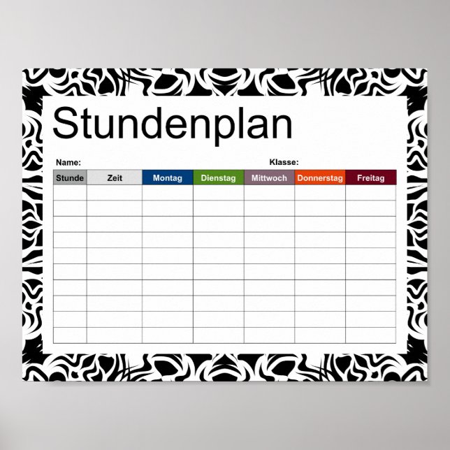 Affiche Tribal Mandala Black Timetable (Devant)