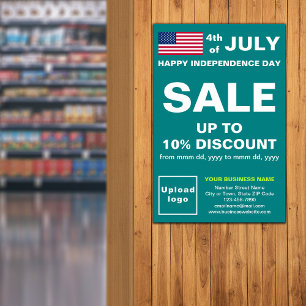 Affiche vert sarcelle pour soldes de jour de l'ind