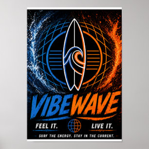 Affiche Vibe Wave Neon Surf – Rétro Aesthétique Sy