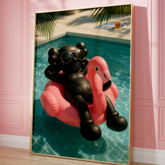 Affiche Vibes Piscine Luxe | Flamant Rose d'Été