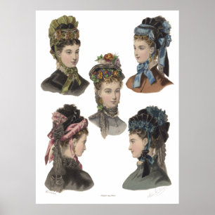 Affiche victorienne de cinq beautés