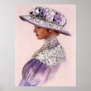 Affiche victorienne élégante d'art de décor de