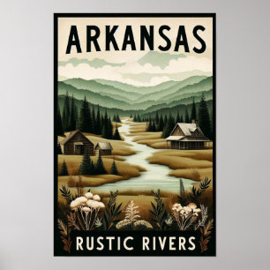 Affiche vintage Arkansas Rustic Rivers