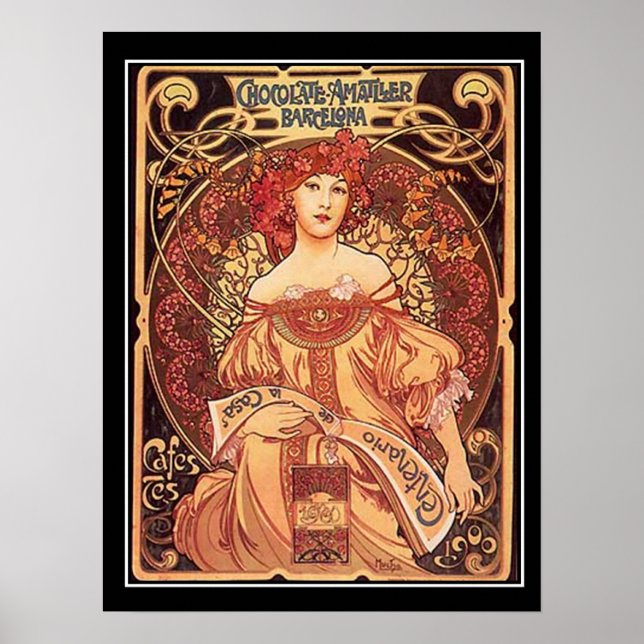 Affiche vintage Chocolat Amatller d'Alphons Mucha (Devant)