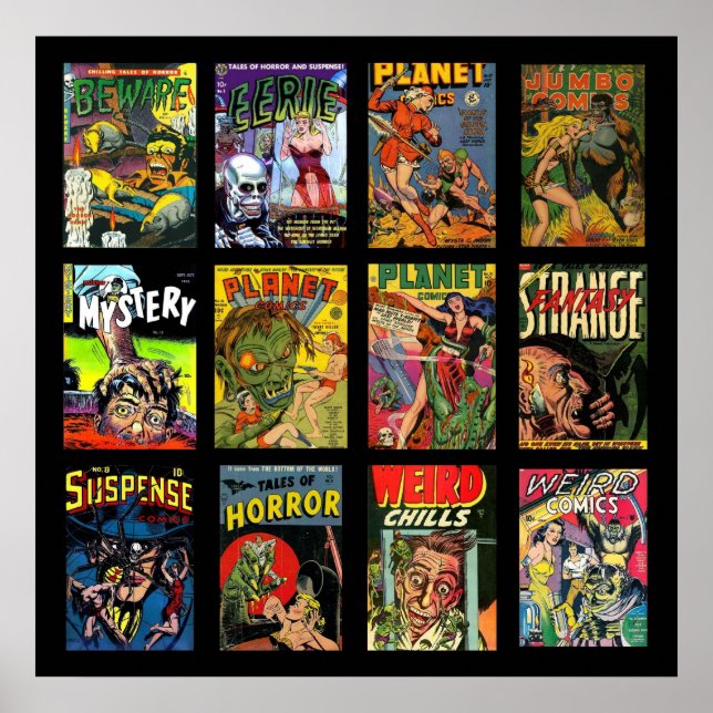 Affiche Vintage Collage de couvertures de bandes d (Devant)