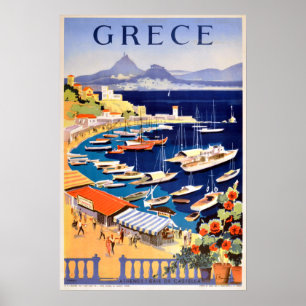 Affiche vintage d'Athènes en Grèce