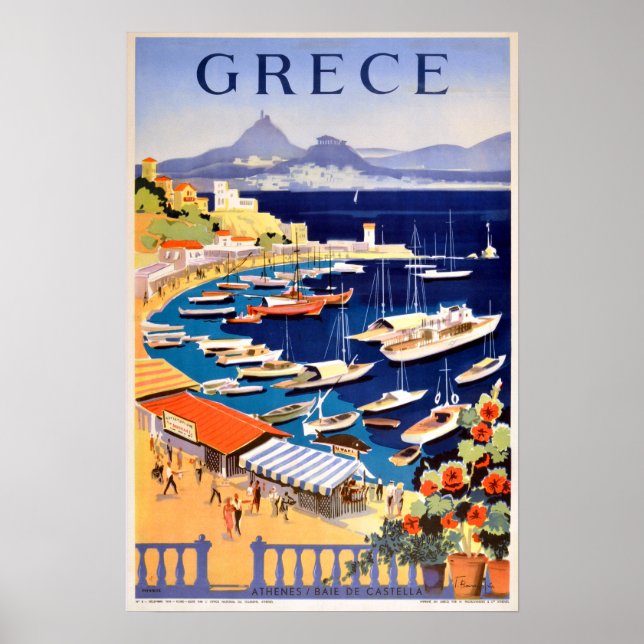Affiche vintage d'Athènes en Grèce (Devant)