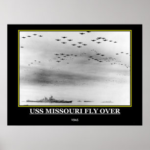 Affiche vintage de 1945 de l'USS Missouri