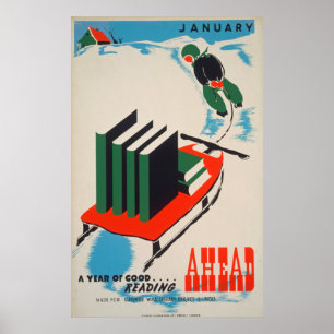 Affiche vintage de bibliothèque