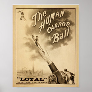 Affiche vintage de cirque la boule de canon