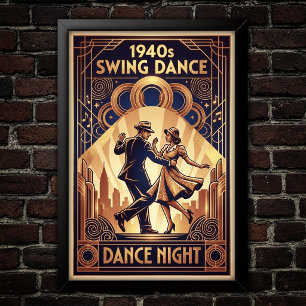 Affiche vintage de danse swing