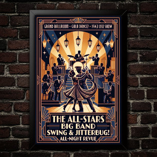 Affiche vintage de danse swing
