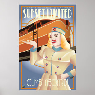 Affiche vintage de la compagnie de chemin de fer S