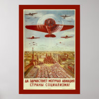 Affiche vintage de la propagande de l'aviation rus