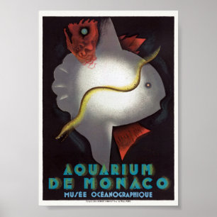 Affiche vintage de l'Aquarium de Monaco 1926