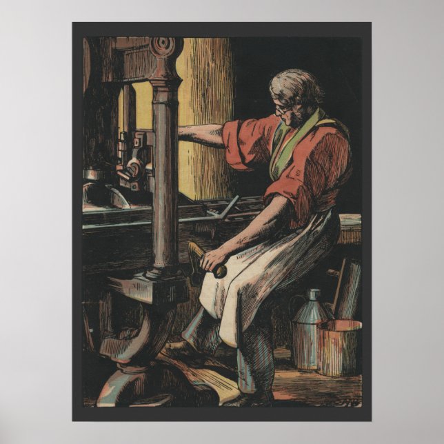 affiche vintage de l'imprimante lettrpress (Devant)