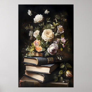 Affiche vintage de livres floraux, Académie sombre