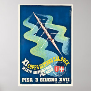 Affiche vintage de régate bateau Pise Italie