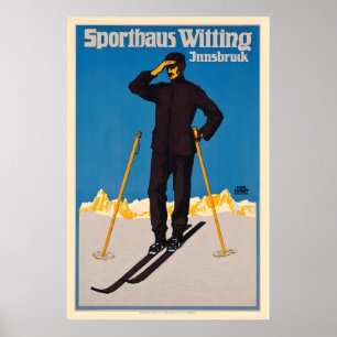 Affiche vintage de ski à Innsbruck Autriche - Enca
