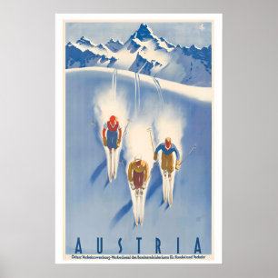 Affiche vintage de ski en Autriche