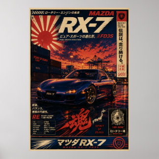 Affiche Vintage de Voiture de Sport Japonaise | Mo