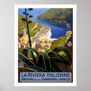 Affiche vintage de voyage à la Riviera Italienne