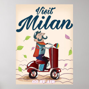 Affiche vintage de voyage de bande dessinée de