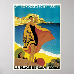 Affiche vintage de voyage de Français
